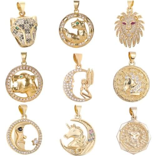 JUYA Luxury Copper Charms Pendants For Necklace Making Cubic Zirconia Animal Avater Necklack Pendant Jewelry Finding Accessories