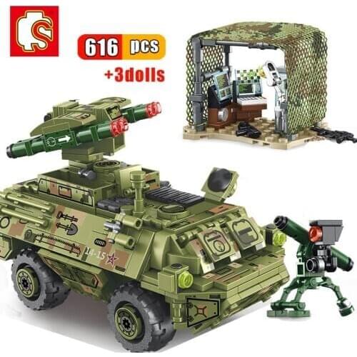 SEMBO 616Pcs Military Missile Tank Vehicle Building Blocks Army Weapon WW2 Model Car Bricks Children Educational DIY Toys Gift