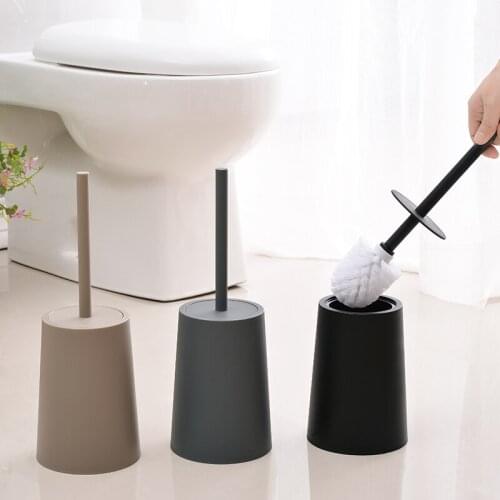 Toilet Brush With Black Bracket For Bathroom Modern Design Toilet Brush With Lid Toilet Cleaning Kit Toilet Cleaning Supplies