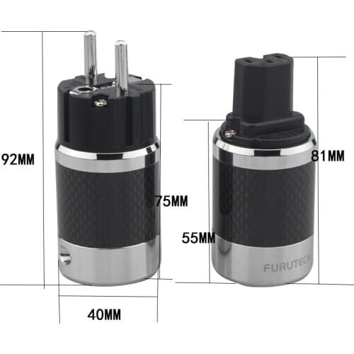Hi-End Carbon fiber Rhodium plated AC Power Plug IEC Female Connector for DIY power cable adapter socket plug