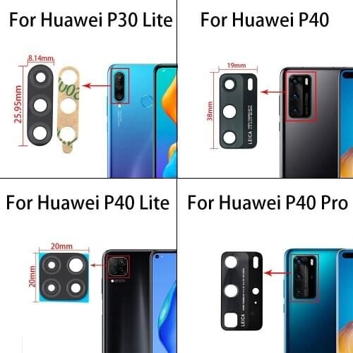 100 pcs, For Huawei P20 P30 Pro P40 Lite Back Rear Camera Glass Lens Replacement Repair Parts