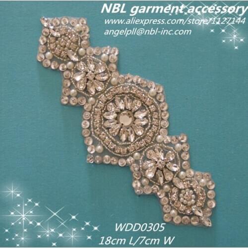 Rhinestone silver sequin applique for clothes WDD0305