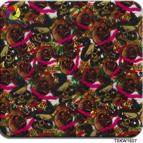 TSAUTOP Size 0.5m x 20m skull hydrographics film water transfer aqua printed printing film WDF1607