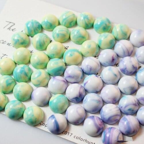 Spring style 50pcs/lot 15mm color pattern print geometry rounds shape flatback resin beads diy jewelry earring/garment accessory
