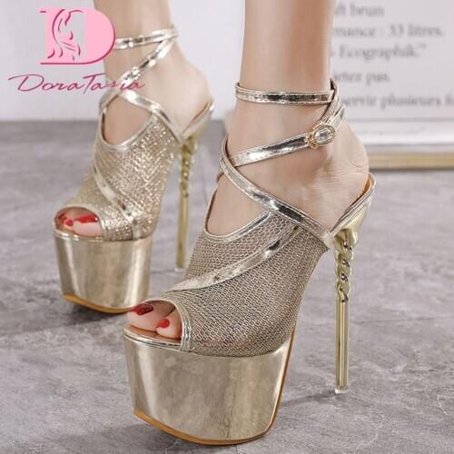 DoraTasia 35-43 New Fashion Ladies Thin High Heels 2021 Summer Sandals High Platform Pumps Women Mature Sexy Party Shoes Woman