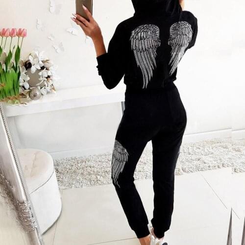 Womens sports suit pure color autumn and winter printing casual suit hooded sweater sweatpants trend exercise yoga shorts sets