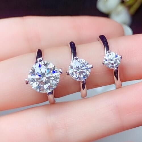 LeeChee Moissanite ring for Women Engagement Anniversary Gift 0.5CT 1CT 2CT VVS Lab Diamond for Girl Friend Real 925 Silver
