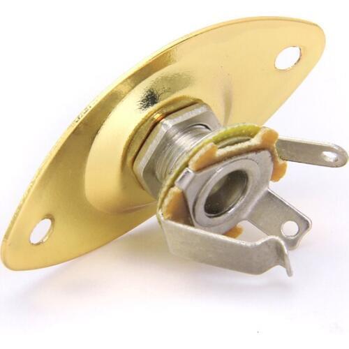 Gold Oval Output Jack Plate & Socket For Electric Guitar New