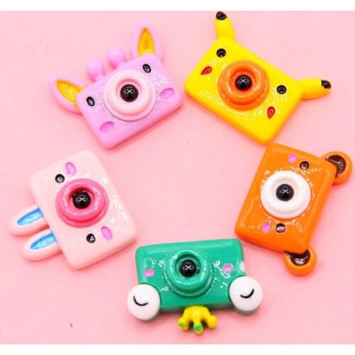 10pcs mini Mixed lovely Animal camera Bubble Machine resin flatback cabochons For Hair Bow Centers DIY Scrapbooking Decoration