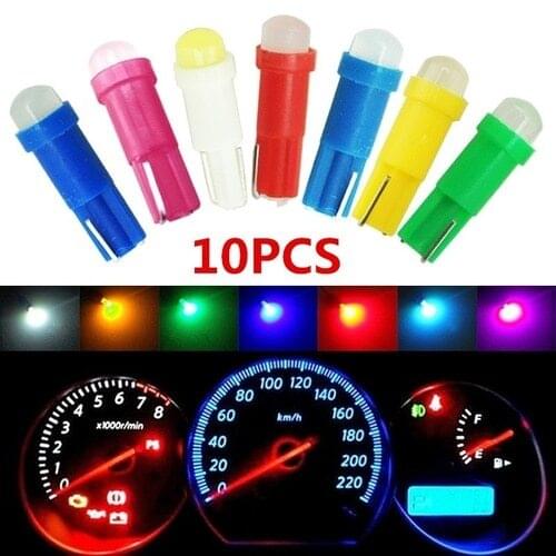 10PCS T5 5050 1SMD Dashboard Warning Indicator Instrument Gauge Lamp Ceramic Led Wedge Car Auto Lights Bulb 12V White Red Yellow