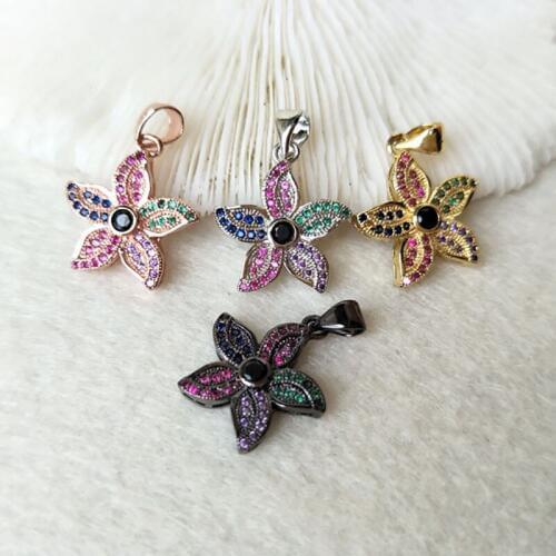 10 Pieces Tiny CZ crystal flower shaped Charm,CZ zircon Stone Micro pave Pendants,Jewelry Finding DIY necklace making PD802