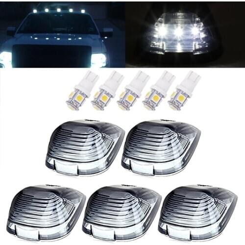 5PCS Smoke Roof Cab Marker Lights Covers Bulbs for Ford F150 F250 F350 F450 F550