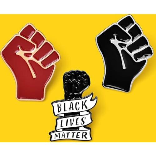 Black lives matter Black man raised unity fist alloy brooch pin badge enamel backpack lapel pin Neckline jewelry gifts