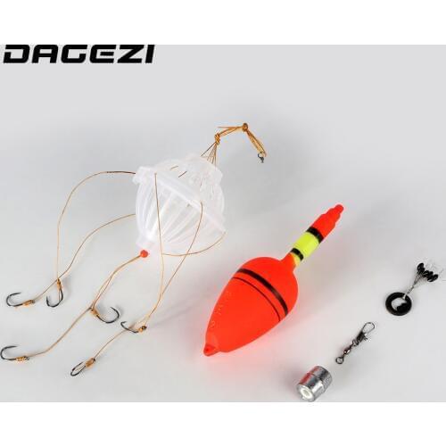 DAGEZI #9-#13 Silver Carp Fishing Float Bobber Sea Monster with Six Strong Explosion Hooks Fishing Tackle box