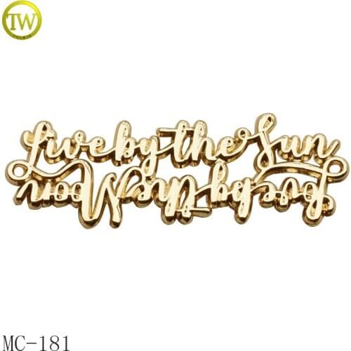 Eco-Friendly nickel lead free holes sewing logo letter tag custom metal clothing letter labels