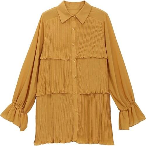 French Retro Womens Top Plus Size Autumn New Loose Full Turn Down Collar Shirts X048