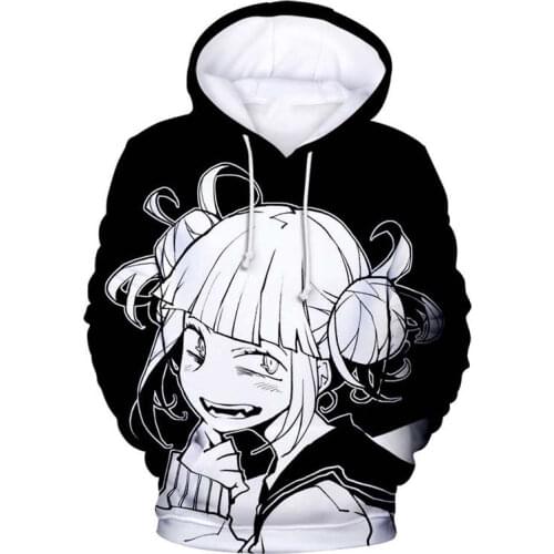 HOT Anime My Hero Academia Boku No Hero Cosplay Costumes Himiko Toga Hoodies Sweatshirts Black 3d 4XL Jackets Coats For Women