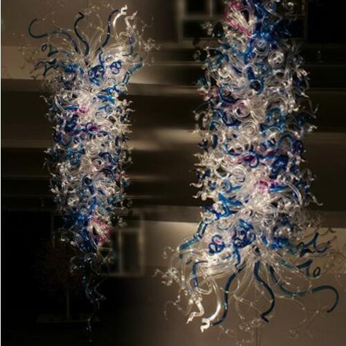 Art Glass Chihuly Style Hand Blown Murano Glass Hanging LED Chandeliers for Home Hotel Decor