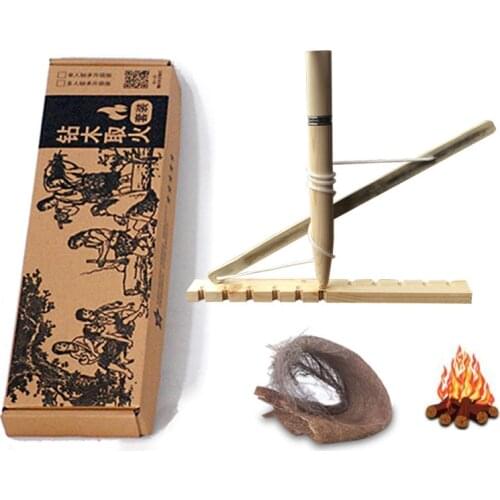 Outdoor drill wood to make fire tool less effort Field survival Teaching kids education family Day activities tools