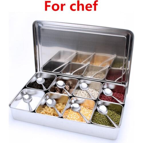 Japan Style Kitchen Storage Boxes Compartments Stainless Steel food Pepper Seasoning cereal Container with Lid Rectangle Shape