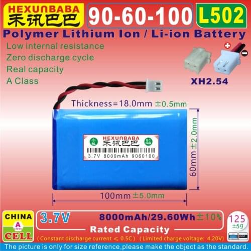 [L837] 3.7V 8000mAh [9060100] Polymer lithium ion / Li-ion battery for POWER BANK,GPS,cell phone;MP4,SPEAKER,dvr