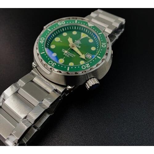 Men Automatic Mechanical Watches NH35 Sapphire Crystal Ceramic Bezel Date Window Luminous 30Bar tuna Mens diving watch