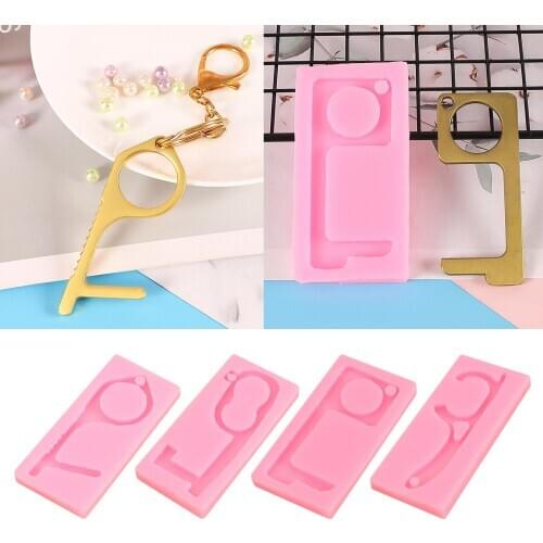 No Touch Door Opener Silicone Keychain Mold for DIY Keychain Mold