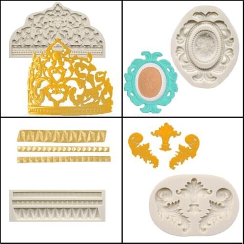 New Crown Gem Birthday Cake Decorating Tools 4 Styles Fondant Molds Flower Sugarcraft Silicone Mould Baking Accessories