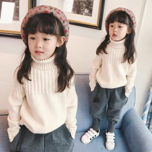 2020 Ins New Fashion Children Sweaters Knit Sweaters Fashion Girls Turtleneck Knit Sweater Winter Girls Sweaters
