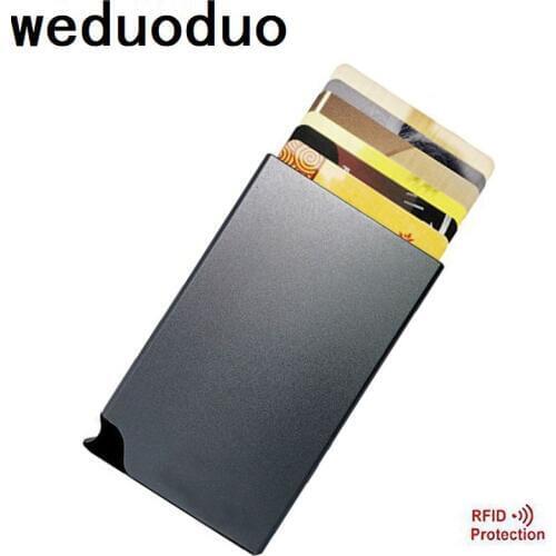 Weduoduo New Brand Credit Card Holders RFID Aluminum Alloy Card Case Bank Card Wallet Popup Automatically Colourful Card Box