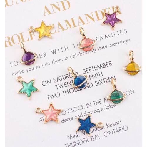 20PCS Alloy Colorful Enamel Star Planet Pendant Enamel Charms DIY Accessories For Handmade Fashion Necklace,Keychains Earrings