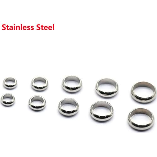 1 Pack/lot Stainless Steel Spacer Stopper Rondelle Beads Hole Size 2/2.5/3/4/5/6/7/8mm Spacer Loose Beads for DIY Jewelry Making
