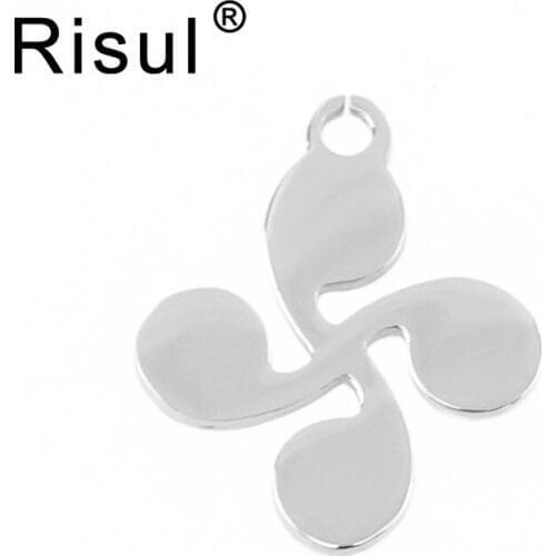 Risul tiny charms lauburu four heads Pendant Basque cross high polish stainless steel Necklace bracelet Pendant 100pcs