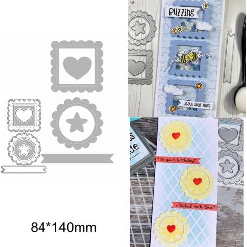 Heart Star Square Round Frame Colored Ribbon Metal Cutting Dies New Stencils DIY Scrapbook Craft Make Cards 2020 Hot Template