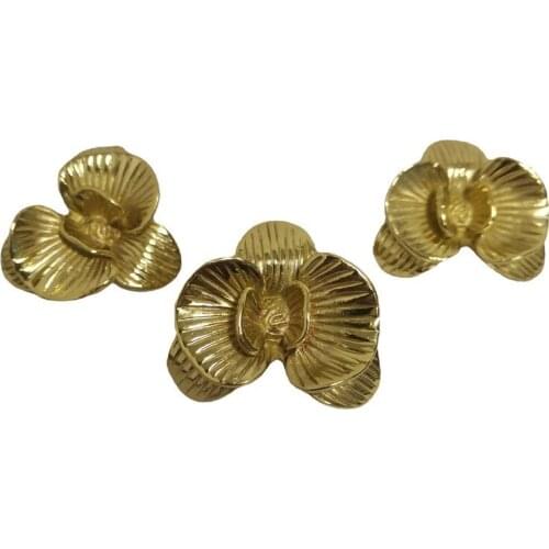 HXS Modern Copper Flower Shaped Handles Golden Solid Brass Cabinet Door Knobs Dresser Pullers DIY Furniture Handle Hardware