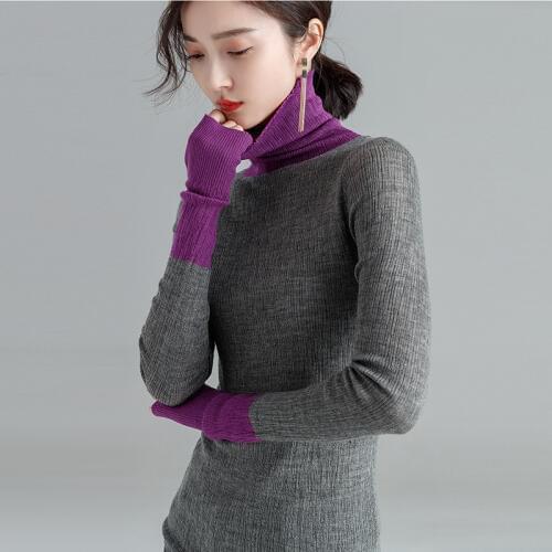 Women Turtleneck Cashmere Sweater Elegant Lady Slim Elastic Wool Basic Sweater Long Sleeve