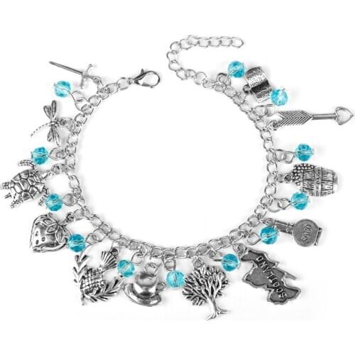 TV Outlanders Bracelet for Women Thistle Flower Dragonfly Tortoise Pendant Jewelry Zinc Alloy Bracelets for Girls
