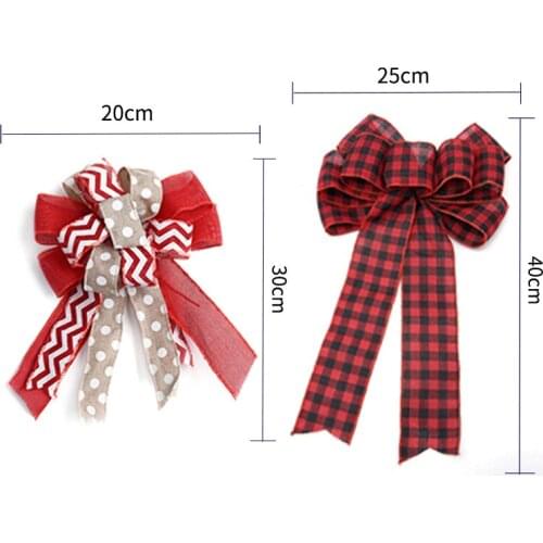 New christmas bow christmas tree topping wedding decoration Burlap elk print bow party supplies decorations