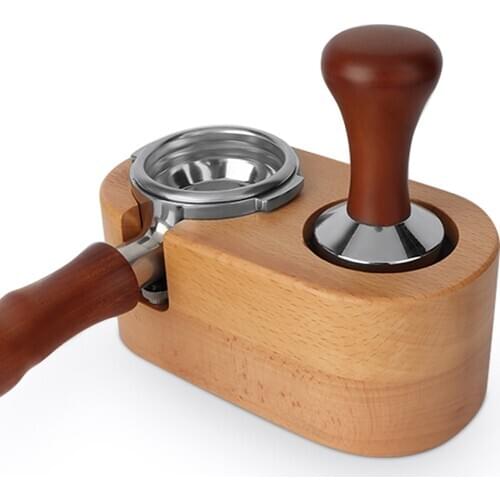 Espresso coffee handle universal 58MM powder hammer tamper base bar storage rack solid wood handle support frame
