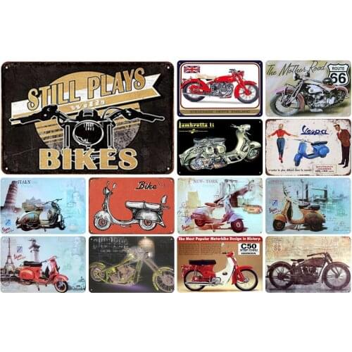 Still Play with Bikes Vintage Metal Signs Bike Rent Drive To Italy Paris By Motorcycle for Garage Bar Tin Decoration Door Sign