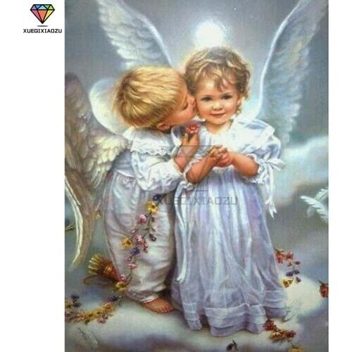 XUEQIXIAOZU Full Round Angel Diamond Embroidery Diamond Drawing 5D DIY Diamond Setting Mosaic Painting Decoration Gifts 2020 New