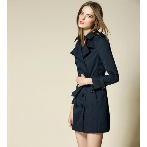 2018 Womens coat autumn & Winter long Trench windbreake D-ring belt Overcoat anti-wrinkle classic office lady elegant clothes