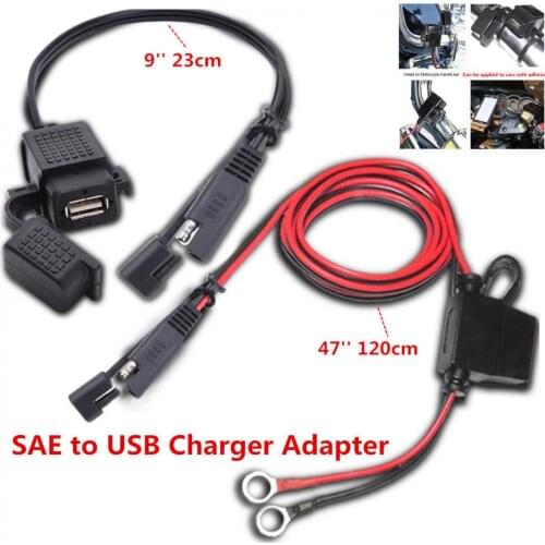 1pcs 12V Waterproof Motorcycle SAE to USB Phone GPS MP4 Charger Cable Adapter Inline Fuse Power Supply