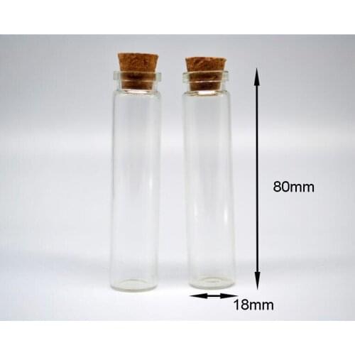 10pcs/lot 18x80mm transparent wishing glass bottle jars with wooden cork 80ml vial pendant glass globes jars diy finding