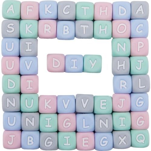 10pc Letter Silicone Beads 12mm Baby Teether English Silicone Alphabet Letter DIY Pacifier Chain Teething Necklace Baby Products