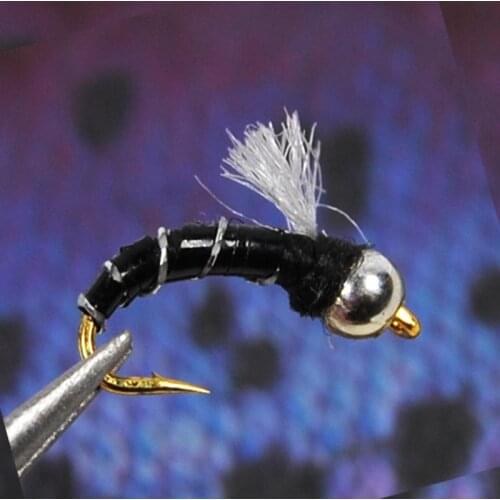 10pcs Buzzers Trout Lures Dry Fly Fishing Trout Black Beadhead Emerger Nymph Flies
