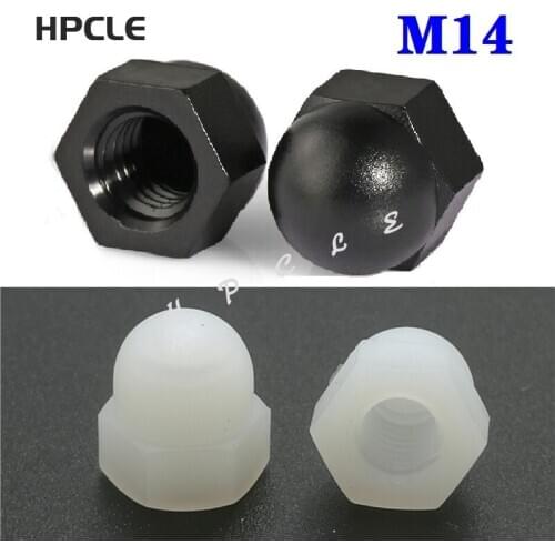 200pcs /lot DIN1587 M14 PA66 Black Or White Nylon Nut Plastic Cap Nuts Decorative Acorn Nut