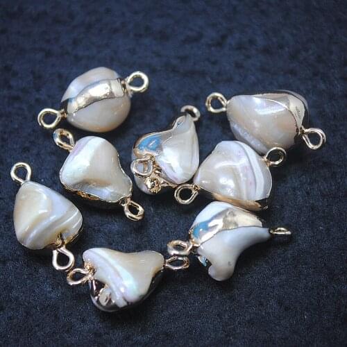 4pcs nature saltwater pearl connectors size 15-20mm loose beads findings for women bracelets making top fashion jewelry findings