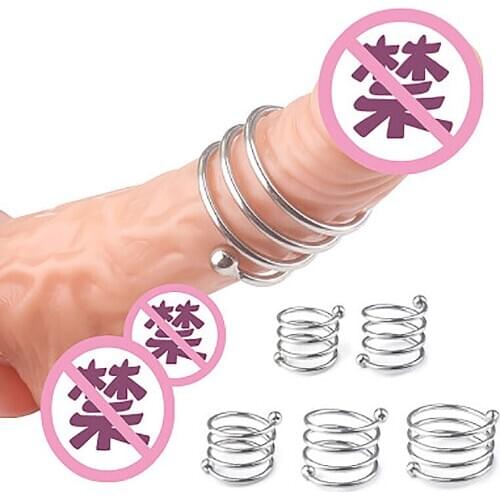 5 Size Stainless Steel Lock Rings Adult Game Metal Male Chastity Delayed Ejaculation Penis Ring Sex Toys For Men Adult Toys