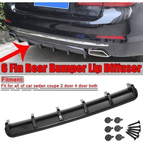 6 Fin Shark Car-styling Universal Car Rear Bumper Lip Diffuser Kit Add-on Car Bumper Spoiler Lip Gloss Black/Carbon Fiber Look